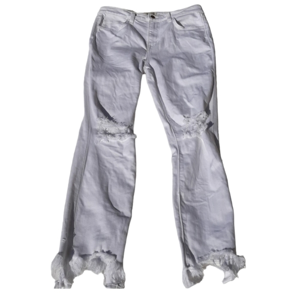 L'AGENCE Sz 28 High Line High Rise Skinny Blanc Destruct Distressed Hem Jeans - Picture 5 of 17